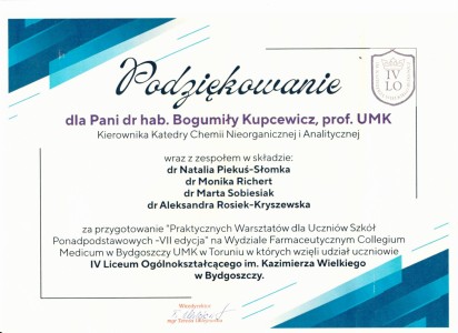 Podziękowania za organizację VII edycji w. Kliknij, aby powiększyć zdjęcie.